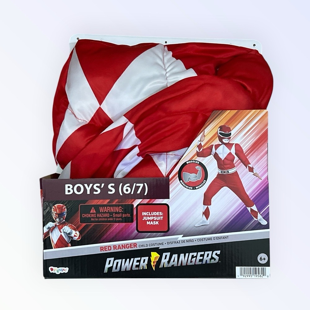 Power Rangers Red Ranger Child Halloween Costume Cosplay Muscle Torso BOYS 6-7